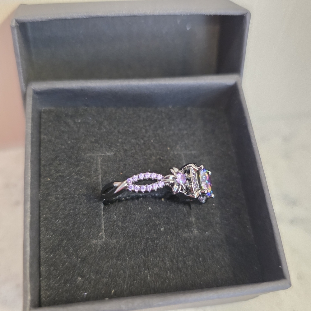 18K Black Gold Mystic Topaz Ring NEW! - Picture 5 of 7